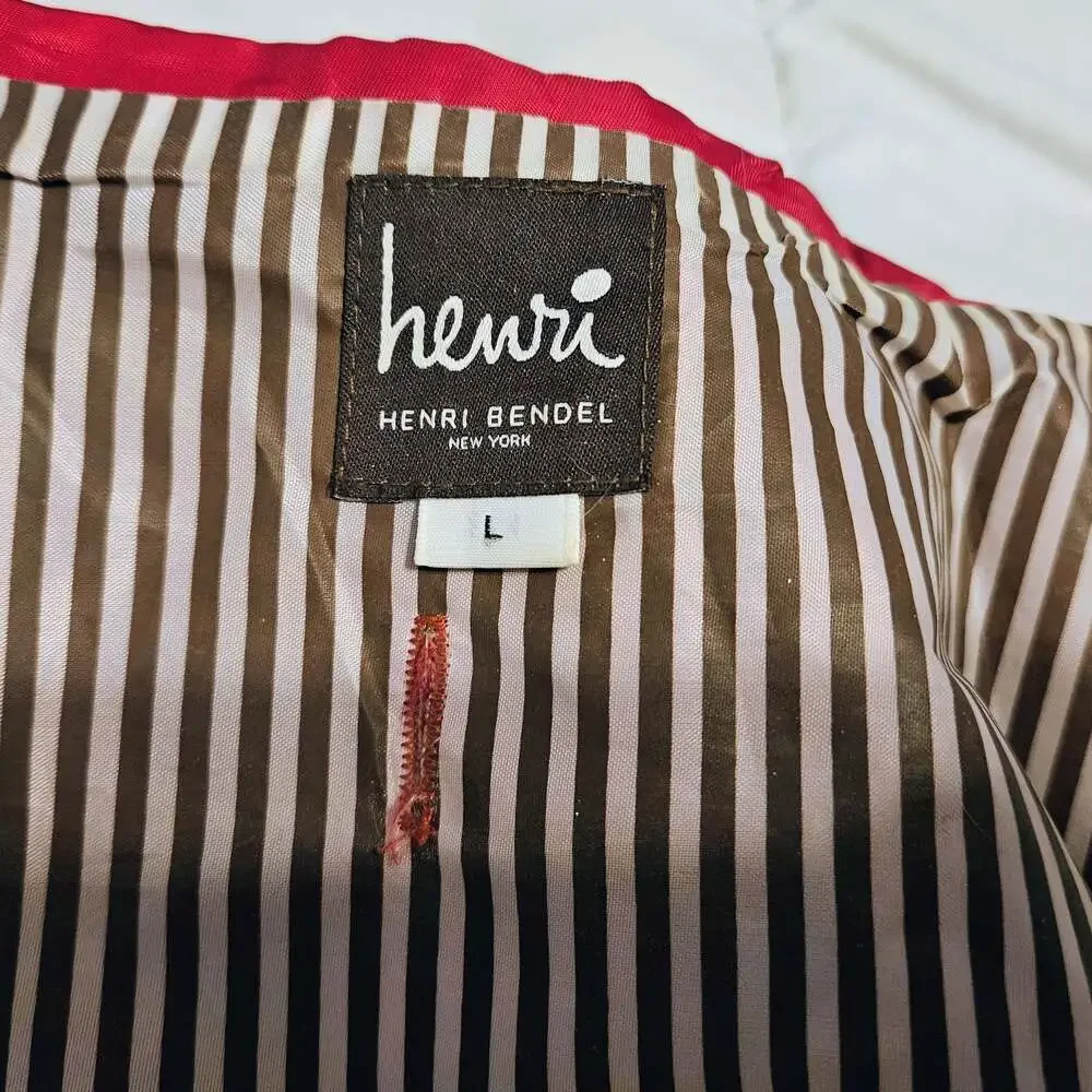 Henri Bendel New York Red Sailor-Style Dog Coat with Belt Detail - Size Large